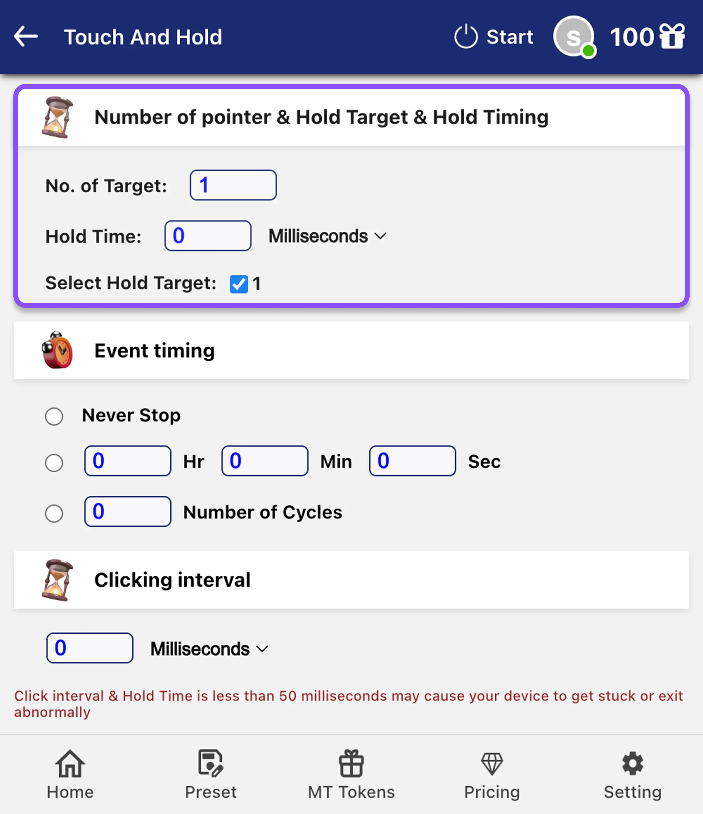 Step 1: Configure Pointers and Hold Settings